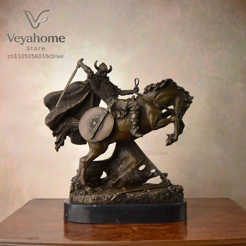 Vintage Collectible Marbles - Estátua de Guerreiro Medieval em Bronze,