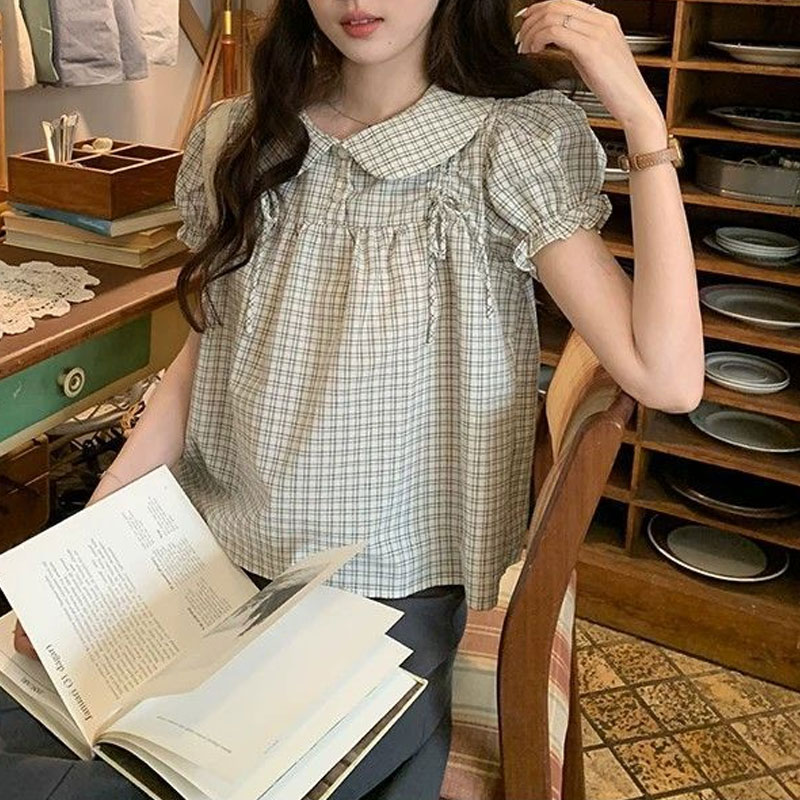 Vintage Collectible Dolls - Blusa Feminina Estilo Preppy Coreano com