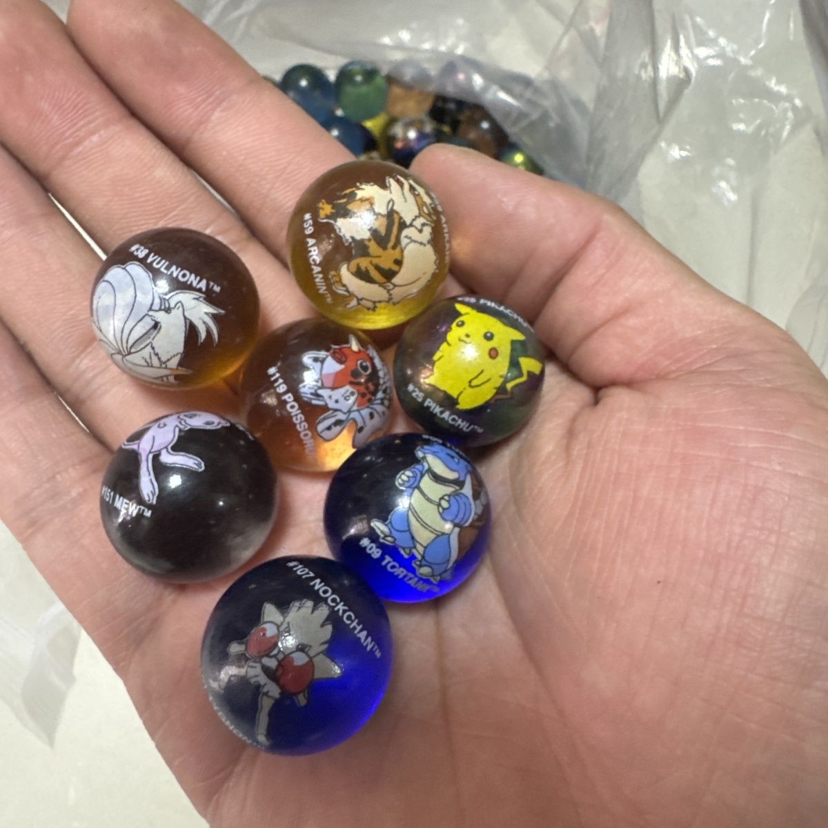 Vintage Collectible Marbles - Merchandise Oficial Pokémon, Bolinhas Americanas da