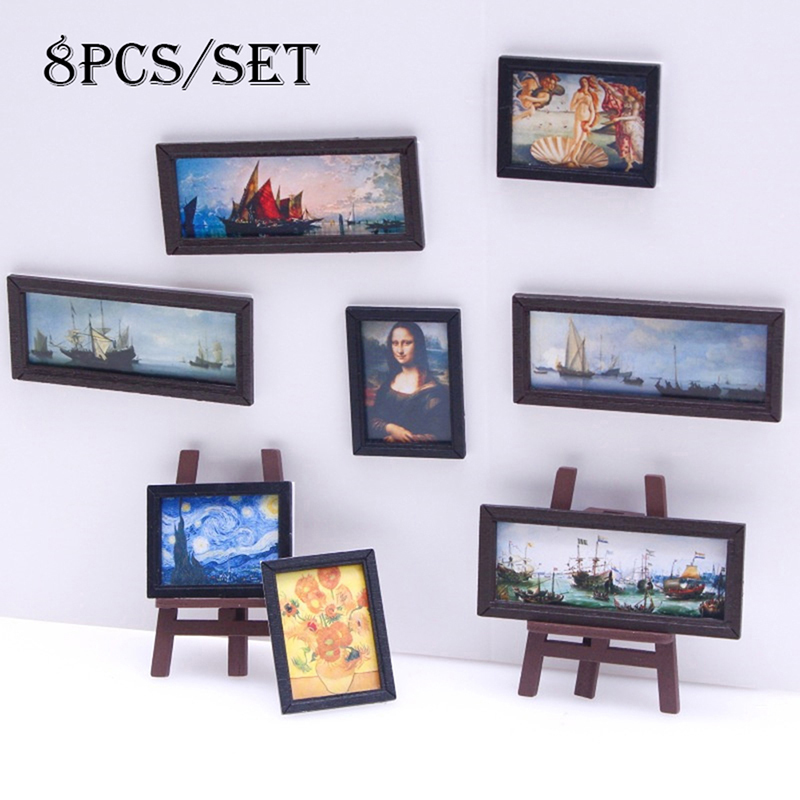 Vintage Collectible Dolls - 8 pçs/set 1:12 casa de bonecas
